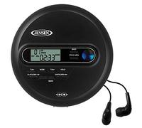 Jensen CD-65 Portable Personal CD Player CD/MP3 Player + Digital AM/FM Radio + with LCD Display Bass Boost 60-Second Anti Skip CD R/RW/Compatible Sport Earbuds Included (Black Limited Edition Series)