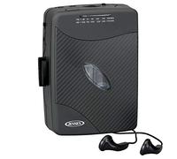JENSEN Portable Cassette Player, Simple Retro Compact Style with AM/FM Radio, Detachable Belt Clip, and Stereo Earbuds Included