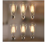 Jensense Edison Bulbs 6W E26 LED Bulb 60 Watt Equivalent, Vintage LED Light Bulbs CRI90+ ST19, Dimmable Clear Light Bulbs, 2700K Soft Warm White 6 Pack