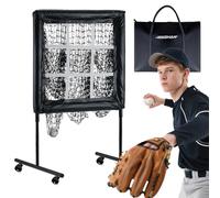 JensHant Heavy-Duty 9-Hole Baseball & Softball Pitching Net with Strike Zone Target - Adjustable Portable Training Net for All Ages, Includes Stakes