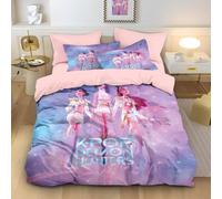 Jenshin K Pop Demon Hunter Single Size Duvet Cover Set with Zipper Close for Kids Gift, Children Bedding Set for Teens Room Decos, Bedding Covers for Boys and Grils (Small Single 90×190 cm, Pattern1)