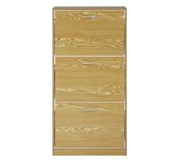 Jenson 3 Tier Shoe Cabinet, Natural Brown Oak Wood Premier Housewares Brown One Size