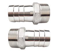 JENSWILL 1-1/2"(40mm) Hose Barb to 1-1/2" NPT Male Threaded- Stainless Steel Hose Fitting Connector Adapter Pipe Fitting Pack of 2