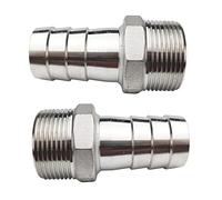 JENSWILL 1-1/4"(32mm) Hose Barb to 1-1/4" NPT Male Threaded- Stainless Steel Hose Fitting Connector Adapter Pipe Fitting Pack of 2