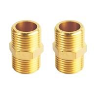 JENSWILL 1-1/4" Male Threaded Hex Nipple Brass NPT Pipe Fitting Pipe Adapter Straight Connectors for Air, Gas, Oil, Fuel, Propane Pack of 2