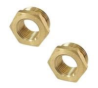 JENSWILL 1/2" NPT Male x 1/4" NPT Female Brass Reducer Hex Bushing Threaded Pipe Fitting Reducing Adapter Pack of 2