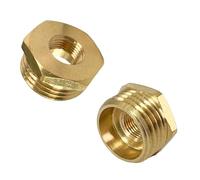 JENSWILL 1/2" NPT Male x 1/8" NPT Female Brass Reducer Hex Bushing Threaded Pipe Fitting Reducing Adapter Pack of 2