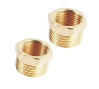 JENSWILL 1/2" NPT Male x 3/8" NPT Female Brass Reducer Hex Bushing Threaded Pipe Fitting Reducing Adapter Pack of 2