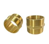 JENSWILL 2" Male Threaded Hex Nipple Brass NPT Pipe Fitting Pipe Adapter Straight Connectors for Air, Gas, Oil, Fuel, Propane Pack of 2