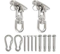 JENSWILL 2 Pack 360°Rotate Swing Hanger Set Ceiling Swing Mount Suspension Hooks 1500lb Capacity with Bolt Screws Locking Carabiner for Concrete Wooden Sets Playground Porch Indoor Outdoor Seat, Gym