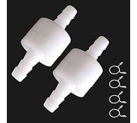 JENSWILL 2PCS 1/4" Check Valve Hose Barb One Way Inline Non Return Ozone Resistance for Fuel Oil Water Gas Air Pump with 4PCS Hose Clamps