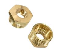 JENSWILL 3/4" NPT Male x 1/4" NPT Female Brass Reducer Hex Bushing Threaded Pipe Fitting Reducing Adapter Pack of 2