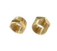 JENSWILL 3/8" NPT Male x 1/4" NPT Female Brass Reducer Hex Bushing Threaded Pipe Fitting Reducing Adapter Pack of 2