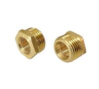 JENSWILL 3/8" NPT Male x 1/8" NPT Female Brass Reducer Hex Bushing Threaded Pipe Fitting Reducing Adapter Pack of 2