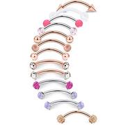 Jenxnjsjo 16g 6/8/10mm Eyebrow/Rook/Snug/Vertical-Labret/VCH/Snake-Eyes/Anti-Tragus/Christina/Daith/Belly-Button/Bridge/Hood/Surface Curved Barbell Piercing Jewelry for Women Men, 8 mm, Metal, cubic