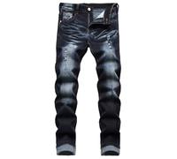 JENY-LUCK Jeans for Men - Skinny Jeans Stretch Black Ripped Denim Pants - Pantalones de Hombre Ripped Jeans for Men Slim Fit Skinny Jean Pants Stretch Distressed Tapered Leg