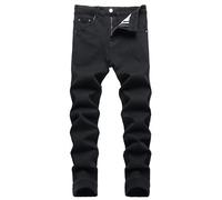 JENY-LUCK Men's Stretch Skinny Jeans Slim Fit Distressed Tapered Leg Stretch Biker Denim Pants Men's Ripped Slim Fit Skinny Destroyed Distressed Straight Leg Jeans