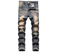 JENY-LUCK Men's Stretch Skinny Jeans Slim Fit Distressed Tapered Leg Stretch Biker Denim Pants Men's Ripped Slim Fit Skinny Destroyed Distressed Straight Leg Jeans