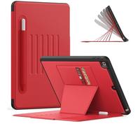Jenyoog Case for iPad 10.2 2019/2020/2021,Shock-Absorption,Strong Magnetic Attach Cover with Card Holder & Multi Stand Angles & Auto Wake/Sleep (Red)