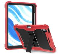 Jenyoog Case for iPad Air 11 inch 6th Gen M2 2024, iPad Air 5th/4th Gen Case 10.9 inch,Shockproof Rugged Hybrid Three Layer Protective Cover with Built-in Stand/Pencil Holder (Red)