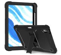 Jenyoog Case for iPad Air 11 inch 6th Gen M2 2024, iPad Air 5th/4th Gen Case 10.9 inch,Shockproof Rugged Hybrid Three Layer Protective Cover with Built-in Stand/Pencil Holder (Black)