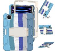 Jenyoog Case for iPad Air 11 inch 6th Gen M2 2024, iPad Air 5th/4th Gen Case 10.9 inch with Kickstand & Pencil Holder, Heavy Duty Shockproof Hybrid Three Layer Protective Cover (Colorful Blue)