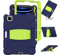 Jenyoog Case for iPad Air 11 inch 6th Gen M2 2024, iPad Air 5th/4th Gen Case 10.9 inch with Kickstand & Pencil Holder, Heavy Duty Shockproof Hybrid Three Layer Protective Cover (NavyBlue+Green)