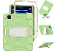 Jenyoog Case for iPad Air 11 inch 6th Gen M2 2024, iPad Air 5th/4th Gen Case 10.9 inch with Kickstand & Pencil Holder, Heavy Duty Shockproof Hybrid Three Layer Protective Cover (Matcha Green)