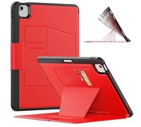 Jenyoog Case for iPad Air 13 Inch M3/M2 & Pro 12.9 Inch 6th/5th,Highly Protective Shock-Absorption,Strong Magnetic Attach Cover with Card Holder & Multi Stand Angles & Auto Wake/Sleep (Red)