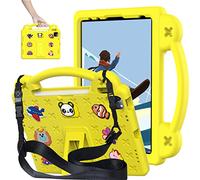 JENYOOG Case for iPad Air 5th Generation 2022/iPad Air 4th 2020 Case 10.9 Inch, EVA Shockproof Case with Pencil Holder/Handle/Stand/Shoulder Strap Cute Kids Cover, DIY Cartoon Pattern (Yellow)