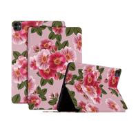 Jenyoog Case for iPad Pro 11 Inch (M4) 2024 (5th Gen) Released, Flower Design Lightweight Leather iPad Cover Free-Angle Viewing with Adjustable Stand Auto Wake/Sleep (Wealthy Peony)