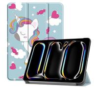 Jenyoog Case for iPad Pro 11 Inch (M4) 2024 (5th Gen) Released,Slim Thin Lightweight Stand Tri-fold Smart Cover with Auto Wake/Sleep PU Leather Hard PC Back Shockproof Case (Unicorn)