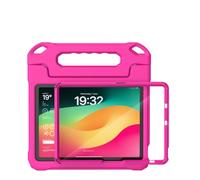 Jenyoog Case for iPad Pro 11 Inch M4 2024 / M5 2025,Built-in Screen Protector,Shockproof Rugged EVA Impact-Resistence Cover with Portable Handle Foldable Stand (Hot Pink)
