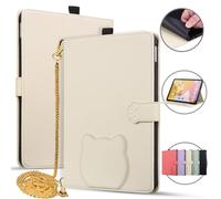 Jenyoog Case for Kindle Colorsoft Signature Edition&Paperwhite 12th Generation 7",Card Holder Pencil Slot,PU Leather with Anti Slip Strip Adjustable Stand,Metal Shoulder Strap. (Beige)