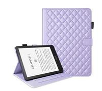 Jenyoog Case for Kindle Paperwhite 12th Generation and Kindle Colorsoft Signature Edition 2024,Diamond Grid Pencil Holder Case Stand Shockproof with Magnetic Buckle,Card Slot. (Purple)