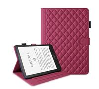 Jenyoog Case for Kindle Paperwhite 12th Generation and Kindle Colorsoft Signature Edition 2024,Diamond Grid Pencil Holder Case Stand Shockproof with Magnetic Buckle,Card Slot. (Red)