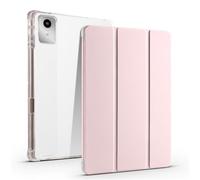 Jenyoog Case for Lenovo Idea Tab TB336FU TB336ZU 11.0 inch 2025/Tab K11 Gen 2 11.0 inch 2025,Simple Solid Color Three Fold Bracket Cover with Pencil Holder,Transparent PU Against Scratch (Pink)