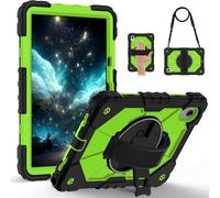 Jenyoog Case for Lenovo Tab Idea 11-inch TB336ZU TB336FU 2025/Tab K11 Gen 2,Shockproof Heavy Duty Case Cover with Shoulder Strap/360 Rotatable Kickstand/Pencil Holder (Black+Green)