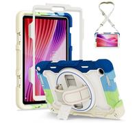 Jenyoog Case for Lenovo Tab M10 HD 2nd Gen (TB-X306X) / Tab M10 HD 2nd 10.1" 2020,Vibrant Colorful PC+TPU Military-Grade Shockproof Cover | 360° Rotating Stand,Hand & Shoulder Strap (Colorful Blue)