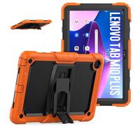 Jenyoog Case for Lenovo Tab M10 Plus 3rd Gen 10.6" 2022,3 in 1 Heavy Duty Rugged Shockproof Silicone Cover for Kids,Built-in Kickstand & Shoulder Strap (Orange+Black)