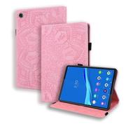 Jenyoog Case for Lenovo Tab M10 Plus 3rd Gen 10.6" 2022 (TB-125FU/TB-128FU/TB-128XU),Vintage Embossed Premium PU Leather Book Cover with Card Holder & Pencil Holder & Anti-Slip Strap (Pink)