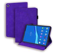 Jenyoog Case for Lenovo Tab M10 Plus 3rd Gen 10.6" 2022 (TB-125FU/TB-128FU/TB-128XU),Vintage Embossed Premium PU Leather Book Cover with Card Holder & Pencil Holder & Anti-Slip Strap (Purple)