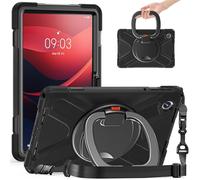 Jenyoog Case for Lenovo Tab M11 (2023) TB-330FU / K11 LTE 2024 / Xiaoxin Pad 2024 11inch TB-331FC,Heavy Duty Shockproof Rugged Cover with Rotating Hand Strap/Stand & Shoulder Strap. (Black)
