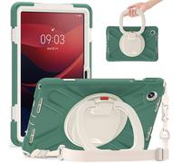Jenyoog Case for Lenovo Tab M11 (2023) TB-330FU / K11 LTE 2024 / Xiaoxin Pad 2024 11inch TB-331FC,Heavy Duty Shockproof Rugged Cover with Rotating Hand Strap/Stand & Shoulder Strap. (Emerald Green)