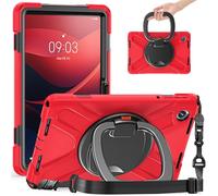 Jenyoog Case for Lenovo Tab M11 (2023) TB-330FU / K11 LTE 2024 / Xiaoxin Pad 2024 11inch TB-331FC,Heavy Duty Shockproof Rugged Cover with Rotating Hand Strap/Stand & Shoulder Strap. (Red)
