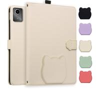 Jenyoog Case for Lenovo Tab M11/K11/Xiaoxin Pad 2024 11 inch,Card Holder Pencil Slot, PU Leather Shockproof Cute Cover with Anti Slip Strip Adjustable Stand. (Beige)