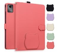 Jenyoog Case for Lenovo Tab M11/K11/Xiaoxin Pad 2024 11 inch,Card Holder Pencil Slot, PU Leather Shockproof Cute Cover with Anti Slip Strip Adjustable Stand. (Red)