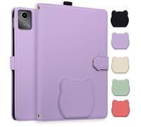 Jenyoog Case for Lenovo Tab M11/K11/Xiaoxin Pad 2024 11 inch,Card Holder Pencil Slot, PU Leather Shockproof Cute Cover with Anti Slip Strip Adjustable Stand. (Purple)