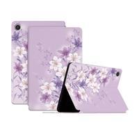 Jenyoog Case for Lenovo Tab M8 4th Gen 2024/2023 (TB-301FU, TB-300FU),Flower Design Lightweight PU Leather Shockproof Cover Case Free-Angle Viewing with Adjustable Stand (Purple Magnolia)