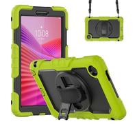 Jenyoog Case for Lenovo Tab One / K9 8.7 Inch 2025 Case TB305XU/TB305FU,3-Layer Foldable Stand Case with Screen Protector/360 Rotating Hand Strap/Shoulder Strap (Green+Black)